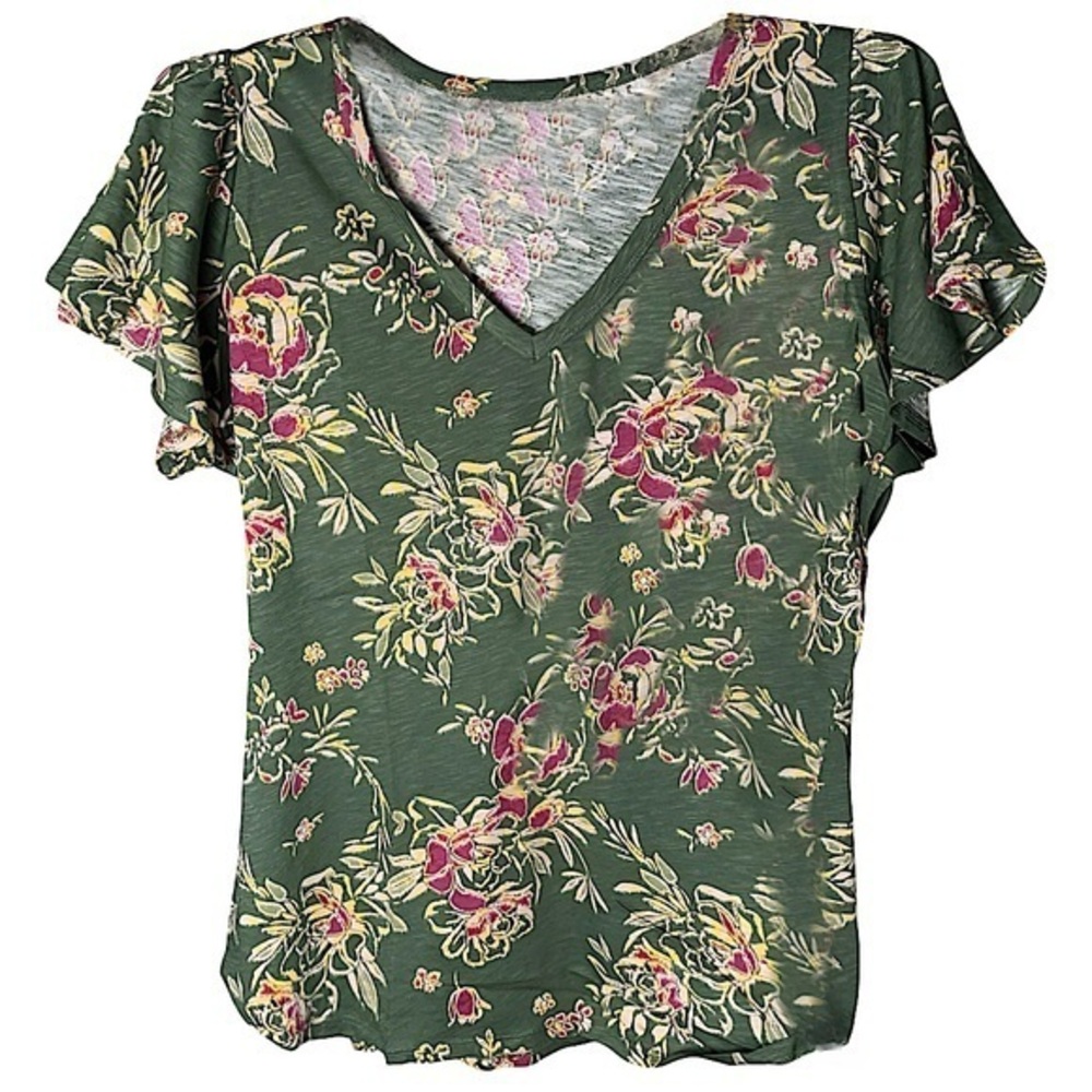 TORRID Girlfriend Heritage Slub V-Neck Flutter Sleeve Tee NWT - Picture 1 of 5
